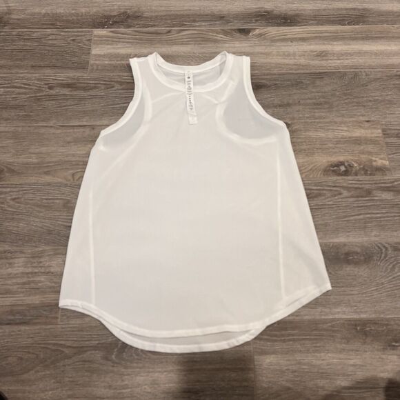 Lululemon Muscle Tank Top Womens 4 High Neck Semi Sheer White Reflective - Picture 5 of 6